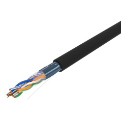 Кабель витая пара F/UTP Rexant, cat 5e, 4PR, 24AWG, внешний, черный, 305 м (барабан) [01-0146]