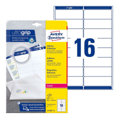 Почтовые этикетки Avery Zweckform, белые, 99.1 x 34 мм, 16 этикеток на листе А4 (40 листов) [L7162-40]