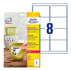 Всепогодные удаляемые этикетки Avery Zweckform, белые матовые, 99.1 x 67.7 мм, 8 этикеток на листе А4 (20 листов) [L4715REV-20]