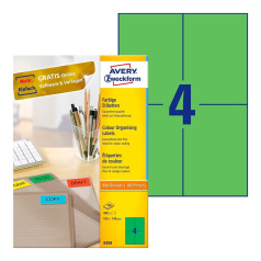 Этикетки самоклеящиеся Avery Zweckform, зеленый, 105 x 148 мм, 4 этикетки на листе А4 (100 листов) [3458]