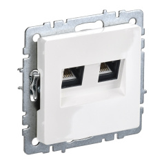 Розетка компьютерная двойная RJ45 IEK BRITE кат. 5E РК10-2-БрБ белый [BR-K20-1-K01]