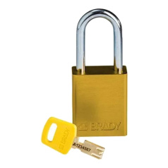 Замок алюминиевый Brady SafeKey со стальной дужкой, 38 мм, Ø 6.4 мм, желтый [gws150288]