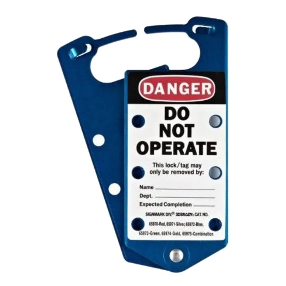 Множители замковые алюминиевые Brady с этикетками «DANGER DO NOT OPERATE», «Only the individual(s) who...», синий, 5 шт [gws65972]
