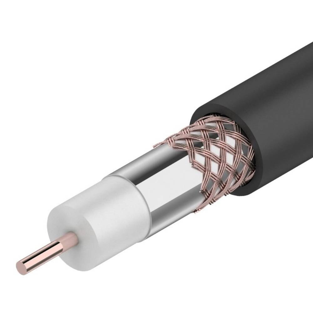 Кабель коаксиальный RG-6U+Cu Rexant, 75 Ом, черный, бухта 100 м [01-2222]