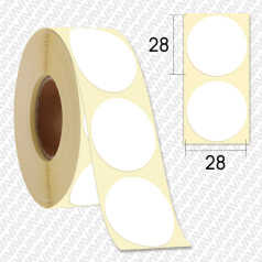 Термотрансферные этикетки ПЛГ Aveza, Ø 28 мм, белые, втулка 40 мм (2000 шт в рулоне)