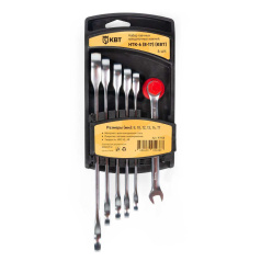 Набор гаечных комбинированных трещоточных ключей КВТ НТК-6 (8-17) PROFESSIONAL (91948)