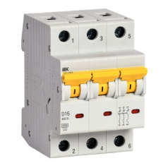 Автоматический выключатель IEK ВА47-60МА 3P 16А 6кА D [MVA33-3-016-D]