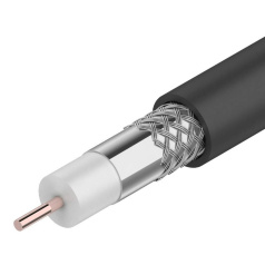 Кабель коаксиальный Rexant RG-6U, 75 Ом, черный, бухта 100 м [01-2202]