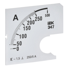 Шкала сменная для амперметра IEK Э47 250/5А класс точности 1.5, 72 х 72 мм [IPA10D-SC-0250]