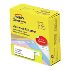 Этикетки в диспенсере Avery Zweckform, 38 х 14 мм, белые (400 шт) [3831]
