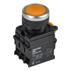 Кнопка с подсветкой и фиксацией IEK MASTER Ø 22 мм, 1NO+1NC, жёлтая [MI-BT60-11TD-3-11-K05]