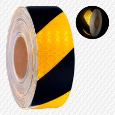 Алмазная светоотражающая лента желтая-черная Зебра, 50 мм х 45.7 м