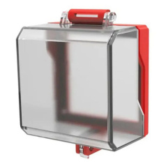 Блокиратор розеток и переключателей малый, поликарбонат, размер отверстия 74х74 мм, 94х94х65 мм, прозрачный, красный [gwrD63]