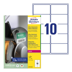 Суперпрочные пленочные этикетки Avery Zweckform, белые, 99 x 57 мм, 10 этикеток на листе А4 (50 листов) [B7173-50]