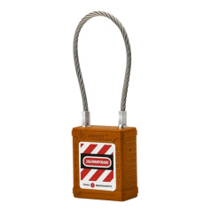 Замок блокировочный с гибкой стальной дужкой, 150 мм, Ø 3.5 мм, нейлоновый корпус, оранжевый, [gwr028DS150ORG]