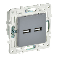 Розетка USB IEK SKANDY A+A 3,1А SK-R15Gr серый [SK-U21-D31-K03]
