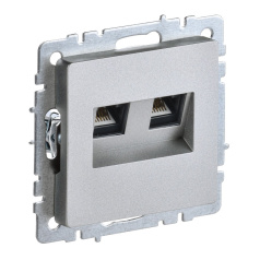 Розетка компьютерная двойная RJ45 IEK BRITE кат. 6 РК11-2-БрА алюминий [BR-K20-2-K47]