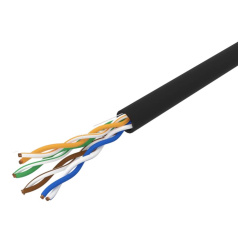 Кабель витая пара U/UTP Rexant, cat 5e, 4PR, 24AWG, внешний, черный, 25 м [01-0045-25]