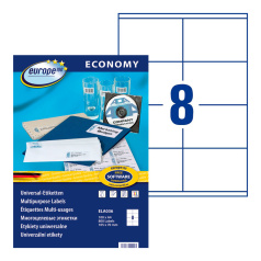 Этикетки самоклеящиеся Europe-100, белые, 105 x 70 мм, 8 этикеток на листе А4 (100 листов) [ELA036]