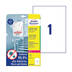 Антимикробные удаляемые этикетки Avery Zweckform, белые, 210 х 297 мм, 1 этикетка на листе А4 (10 листов) [L8001rev-10]