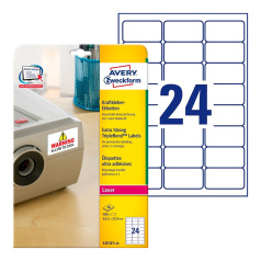 Этикетки "Тройная стойкость" Avery Zweckform, белые, 63.5 x 33.9 мм, 24 этикетки на листе А4 (20 листов) [L6141-20]