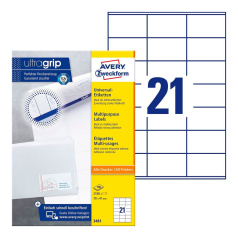 Этикетки самоклеящиеся Avery Zweckform, белые, 70 x 41 мм, 21 этикетка на листе А4 (100 листов) [3481]
