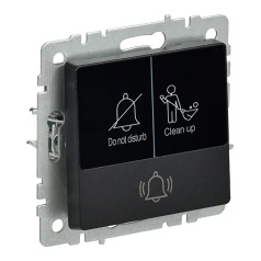 Кнопка звонка с индикацией IEK BRITE ВС10-1-9-БрЧ для отелей, 10А, черная [BR-V14-2-10-K02]