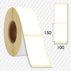 Термотрансферные этикетки ПЛГ 100 х 150 мм, белые (300 шт в рулоне)