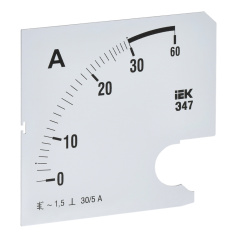 Шкала сменная для амперметра IEK Э47 30/5А класс точности 1.5, 96 х 96 мм [IPA20D-SC-0030]