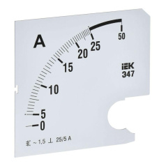 Шкала сменная для амперметра IEK Э47 25/5А класс точности 1.5, 96 х 96 мм [IPA20D-SC-0025]