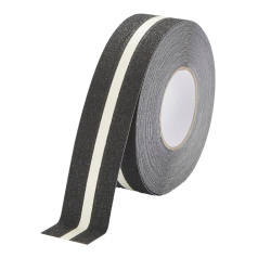 Противоскользящая лента с фотолюминесцентной полосой, черная, 50 мм х 18.3 м