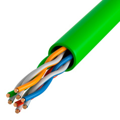 Кабель витая пара ITK U/UTP, категория 5Е, 4х2х0.52, PVCLS нг(А)-LSLTx, зеленый, 305 м [LC1-C5E04-122-T-P-R]