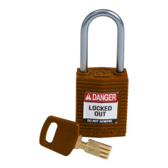 Замок SafeKey нейлоновый Brady компактный, алюминиевая дужка, 38 мм, Ø 4.7 мм, коричневый [gws151662]