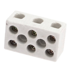 Клемма керамическая винтовая Rexant КВ 10 мм², 3 пары контактов, с крепежным отверстием [07-6226]
