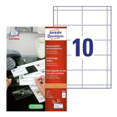 Комплект бейджей с булавкой и зажимом Avery Zweckform, 54 х 90 мм (50 шт, 5 страниц) [4820]