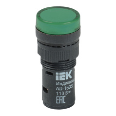 Лампа сигнальная светодиодная, зеленая IEK AD16DS (LED) 110В [BLS10-ADDS-110-K06-16]