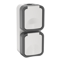 Розетка 2-местная IEK TORS вертикальная 16А IP55 TS232 серо-белый [TS-R26-16-55-V-K41]