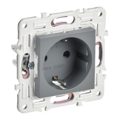 Розетка IEK SKANDY с заземлением со шторками 16А SK-R04Gr серый [SK-R14-16-K03]