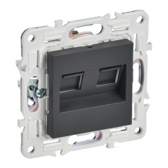Розетка компьютерная двойная RJ45 IEK SKANDY кат. 6 SK-K04T титан [SK-K20-2-K48]