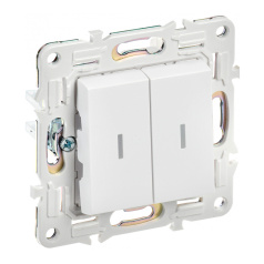 Проходной выключатель IEK SKANDY двухклавишный с индикацией 10А SK-V10W арктический белый [SK-V22-1-10-K01]