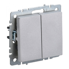 Выключатель IEK BRITE двухклавишный 10А ВС10-2-0-БрА алюминий [BR-V20-0-10-K47]