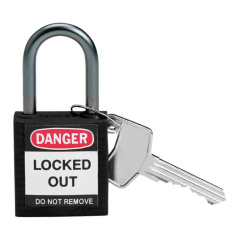 Замки нейлоновые компактные Brady, алюминиевые дужки, 25 мм, Ø 4.7 мм, черные, 6 шт [gws814115]