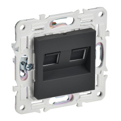 Розетка компьютерная двойная RJ45 IEK SKANDY кат. 6 SK-K04G графит [SK-K20-2-K53]
