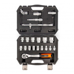 Набор инструментов КВТ НАИ-04/22 PROFESSIONAL с торцевыми шестигранными головоками и трещоткой 1/2" [91083]