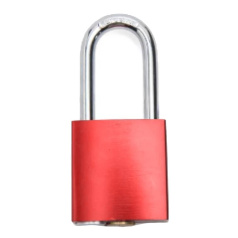 Замок блокировочный алюминиевый, пиновый цилиндр, 38 мм, Ø 6.2 мм, стальная дужка, красный [gwr027PS38RED]