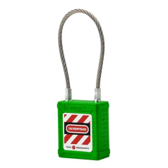Замок блокировочный с гибкой стальной дужкой, 150 мм, Ø 3.5 мм, нейлоновый корпус, зеленый [gwr028DS150GRN]