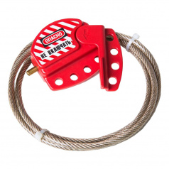 Тросовый блокиратор, сталь в ПВХ оплетке, Ø 6 мм, 1.8 м, красный [gwrL11-6]