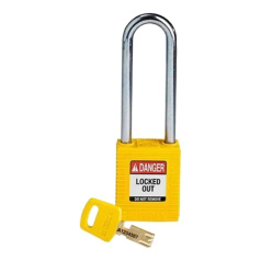 Замок SafeKey нейлоновый Brady, стальная дужка, 76 мм, Ø 6.4 мм, желтый [gws150296]