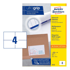 Самоклеящиеся этикетки Avery Zweckform, 105 x 74 мм, 4 этикетки на листе А5, белые (200 листов) [6133]
