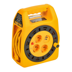 Удлинитель на катушке УК15 IEK INDUSTRIAL, 2P+PE 3х1.5 мм², USBх2, LED, 15 м [IN-KP24-16-03-15-UL]